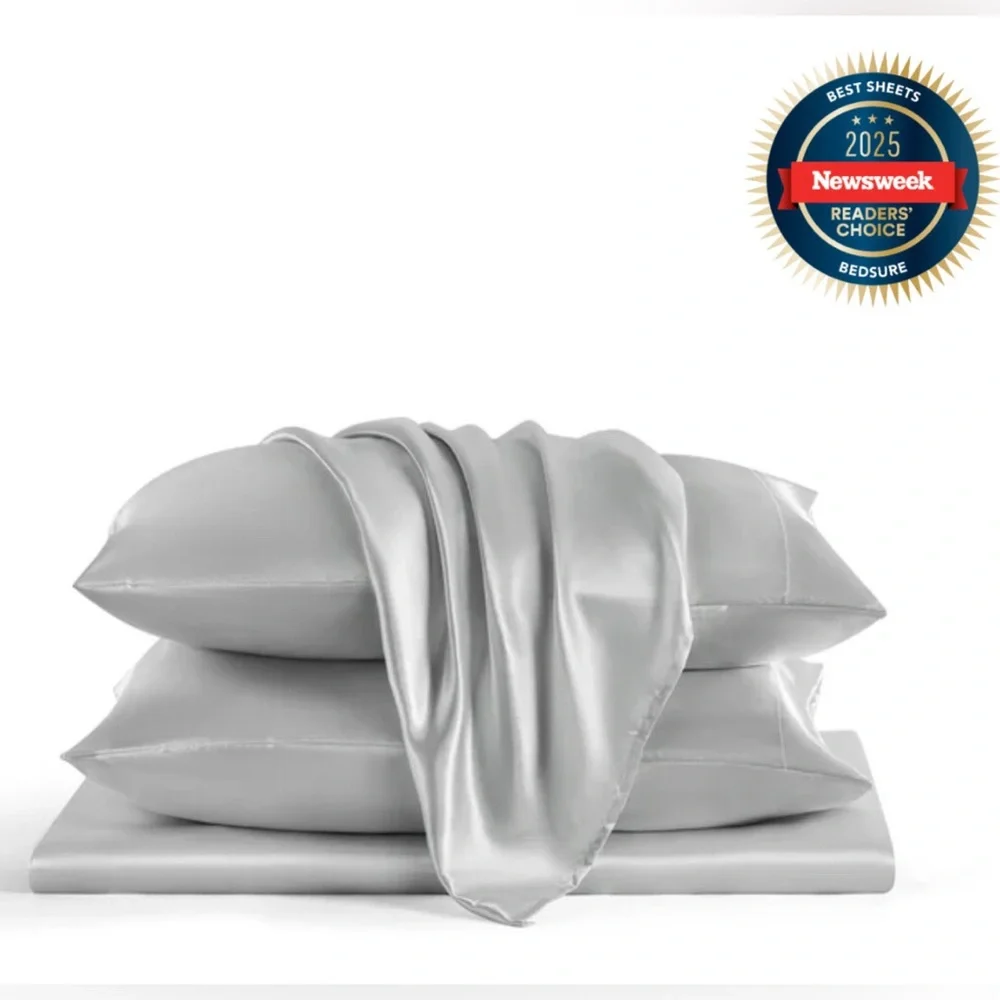 BEDSURE KING 4pc Satin Sheet Bedding Set Elegant Breathable